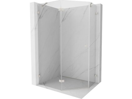 Mexen Lunar päťuholníkový sprchový kút naklápací doľava 100 x 80 cm, transparentný, brúsený nikel - 831-100L-080P-97-00-L