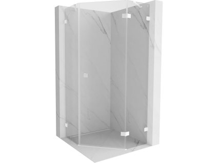 Mexen Lunar päťuholníkový sprchový kút s pravým sklonom 100 x 100 cm, priehľadný, biely - 831-100P-100L-20-00-P