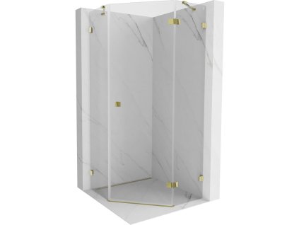 Mexen Lunar päťuholníkový sprchový kút s pravým sklonom 100 x 100 cm, transparentný, zlatý - 831-100P-100L-50-00-P