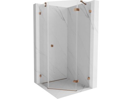 Mexen Lunar päťuholníkový sprchový kút s pravým sklonom 100 x 100 cm, transparentný, ružové zlato - 831-100P-100L-60-00-P