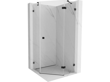 Mexen Lunar päťuholníkový sprchový kút s pravým sklonom 100 x 100 cm, priehľadný, čierny - 831-100P-100L-70-00-P