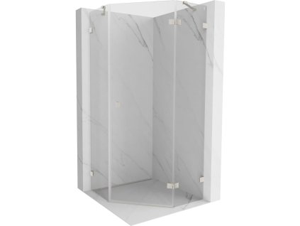 Mexen Lunar päťuholníkový sprchový kút naklápací vpravo 100 x 100 cm, transparentný, brúsený nikel - 831-100P-100L-97-00-P