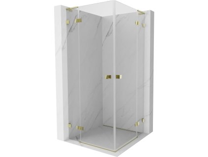 Mexen Lunar L Duo sklápací sprchový kút 70 x 70 cm, transparentný, zlatý - 834L-070L-070P-50-00