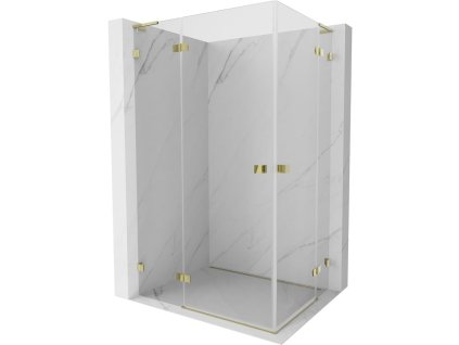 Mexen Lunar L Duo sklápací sprchový kút 85 x 80 cm, transparentný, zlatý - 834L-085L-080P-50-00
