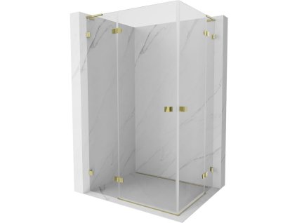 Mexen Lunar L Duo sklápací sprchový kút 115 x 110 cm, transparentný, zlatý - 834L-115L-110P-50-00