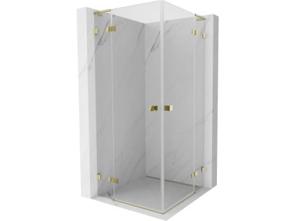 Mexen Lunar L Duo sklápací sprchový kút 115 x 115 cm, transparentný, zlatý - 834L-115L-115P-50-00