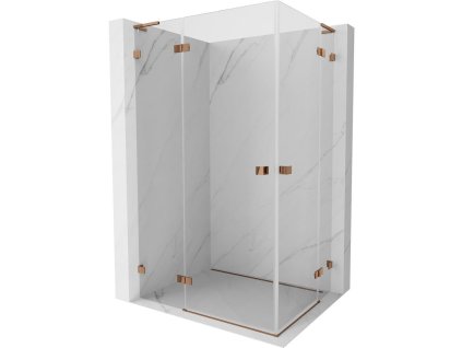 Mexen Lunar L Duo výklopný sprchový kút 100 x 75 cm, transparentný, ružové zlato - 834L-100L-075P-60-00