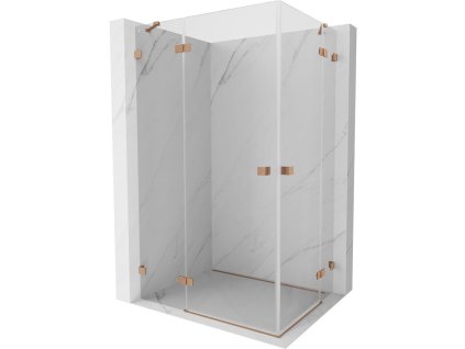Mexen Lunar Duo sklápací sprchový kút 115 x 70 cm, transparentný, brúsená meď - 834-115L-070P-65-00