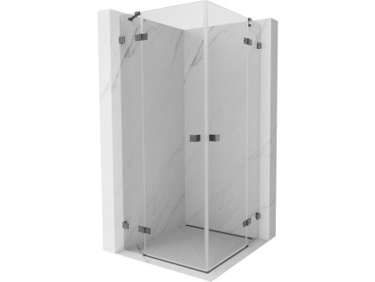 Mexen Lunar Duo sklápací sprchový kút 90 x 90 cm, priehľadný, pištoľovo šedý kartáčovaný - 834-090L-090P-66-00
