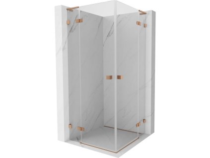 Mexen Lunar L Duo sklápací sprchový kút 115 x 115 cm, transparentný, brúsená meď - 834L-115L-115P-65-00