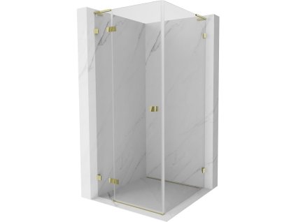 Mexen Lunar L sklápací sprchový kút ľavý 70 x 70 cm, transparentný, zlatý - 834L-070-070-50-00-L