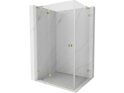 Mexen Lunar L sklápací sprchový kút ľavý 100 x 70 cm, transparentný, zlatý - 834L-100-070-50-00-L