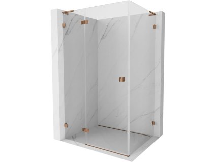 Mexen Lunar L sklápací sprchový kút ľavý 90 x 70 cm, transparentný, ružové zlato - 834L-090-070-60-00-L