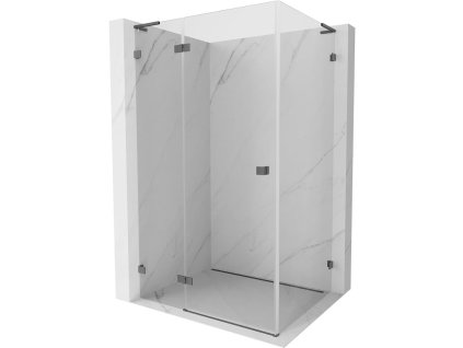 Mexen Lunar L sklápací sprchový kút ľavý 80 x 70 cm, priehľadný, pištoľovo šedý kartáčovaný - 834L-080-070-66-00-L