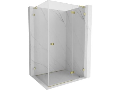 Mexen Lunar L pravostranný výklopný sprchový kút 100 x 70 cm, transparentný, zlatý - 834L-100-070-50-00-P