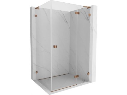 Mexen Lunar L pravostranný výklopný sprchový kút 100 x 70 cm, transparentný, ružové zlato - 834L-100-070-60-00-P