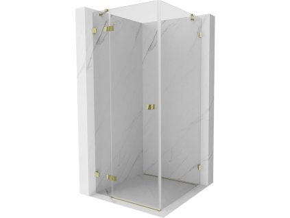 Mexen Lunar výklopný sprchový kút ľavý 70 x 70 cm, transparentný, zlatý - 834-070-070-50-00-L