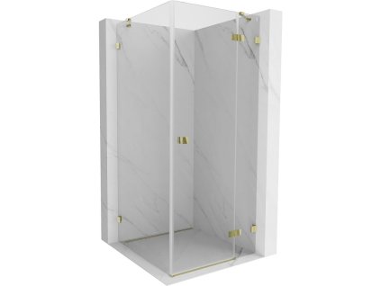 Mexen Lunar pravostranný výklopný sprchový kút 70 x 70 cm, transparentný, zlatý - 834-070-070-50-00-P