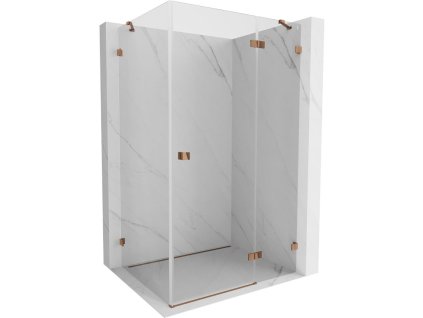 Mexen Lunar pravostranný výklopný sprchový kút 85 x 70 cm, transparentný, ružové zlato - 834-085-070-60-00-P