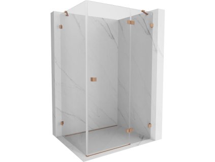 Mexen Lunar pravostranný výklopný sprchový kút 90 x 70 cm, transparentný, brúsená meď - 834-090-070-65-00-P