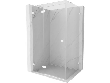 Mexen Lunar T sklápací sprchový kút ľavý 135 x 120 cm, transparentný, biely - 834T-135-120-20-00-L