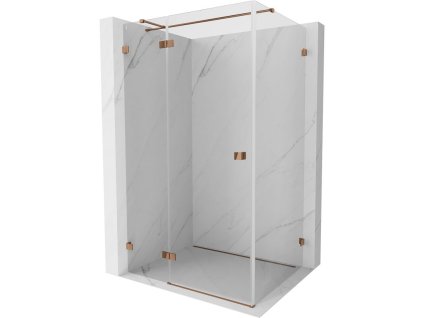 Mexen Lunar T výklopný ľavý sprchový kút 125 x 110 cm, transparentný, ružové zlato - 834T-125-110-60-00-L