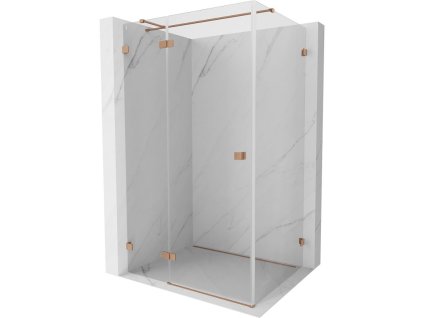 Mexen Lunar T sklápací sprchový kút ľavý 115 x 110 cm, transparentný, brúsená meď - 834T-115-110-65-00-L