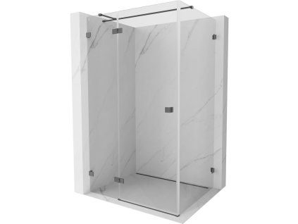 Mexen Lunar T sklápací sprchový kút ľavý 130 x 120 cm, priehľadný, pištoľovo šedý kartáčovaný - 834T-130-120-66-00-L