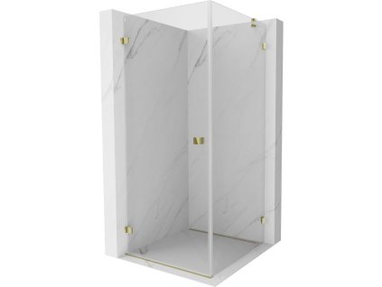 Mexen Lunar-B sklápací sprchový kút ľavý 70 x 70 cm, transparentný, zlatý - 832-070-070-50-00-L