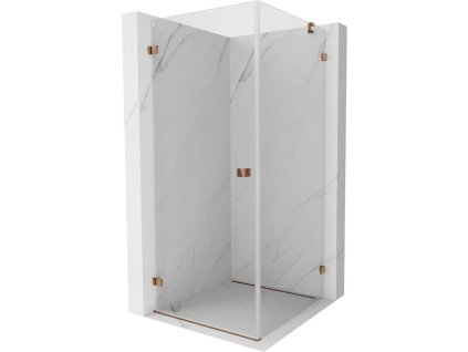 Mexen Lunar-B sklápací sprchový kút ľavý 70 x 70 cm, transparentný, ružové zlato - 832-070-070-60-00-L