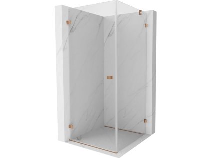 Mexen Lunar-B sklápací sprchový kút ľavý 70 x 70 cm, transparentný, brúsená meď - 832-070-070-65-00-L