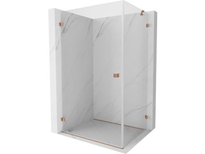 Mexen Lunar-B sklápací sprchový kút ľavý 85 x 70 cm, transparentný, brúsená meď - 832-085-070-65-00-L