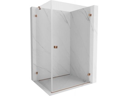 Mexen Lunar-B pravostranný výklopný sprchový kút 90 x 70 cm, transparentný, ružové zlato - 832-090-070-60-00-P