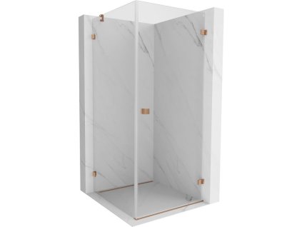 Mexen Lunar-B pravostranný výklopný sprchový kút 70 x 70 cm, transparentný, brúsená meď - 832-070-070-65-00-P