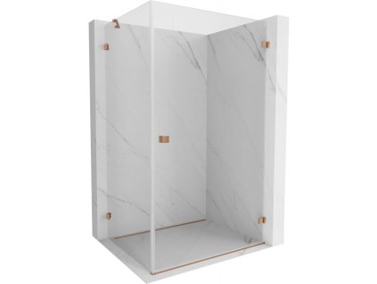 Mexen Lunar-B pravostranný výklopný sprchový kút 85 x 70 cm, transparentný, brúsená meď - 832-085-070-65-00-P