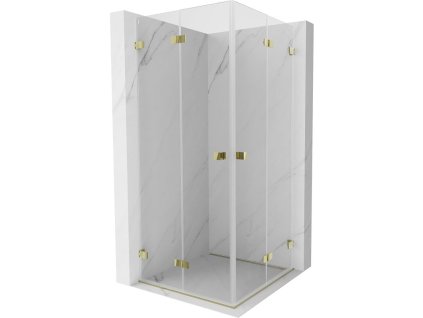 Mexen Lunar-F Duo skladací sprchový kút 75 x 75 cm, transparentný, zlatý - 836-075L-075P-50-00
