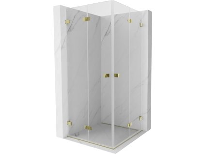 Mexen Lunar-F Duo skladací sprchový kút 90 x 90 cm, transparentný, zlatý - 836-090L-090P-50-00