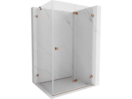 Mexen Lunar-F sklápací sprchový kút pravý 80 x 70 cm, transparentný, ružové zlato 836-080-070-60-00-P