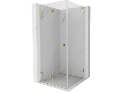 Mexen Lunar-F L skladací sprchový kút ľavý 70 x 70 cm, transparentný, zlatý - 836L-070-070-50-00-L