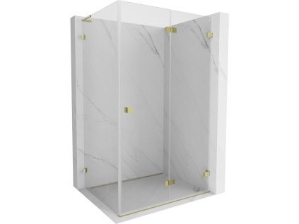 Mexen Lunar-F L sklápací sprchový kút pravý 90 x 70 cm, transparentný, zlatý - 836L-090-070-50-00-P