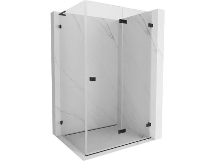 Mexen Lunar-F L sklápací pravý sprchový kút 75 x 70 cm, priehľadný, čierny - 836L-075-070-70-00-P