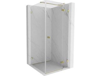 Mexen Lunar T pravý výklopný sprchový kút 120 x 120 cm, transparentný, zlatý - 834T-120-120-50-00-P