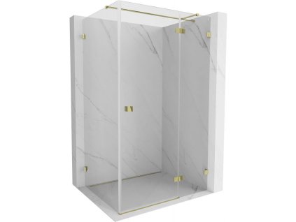 Mexen Lunar T sklopný sprchový kút pravý 135 x 120 cm, transparentný, zlatý - 834T-135-120-50-00-P