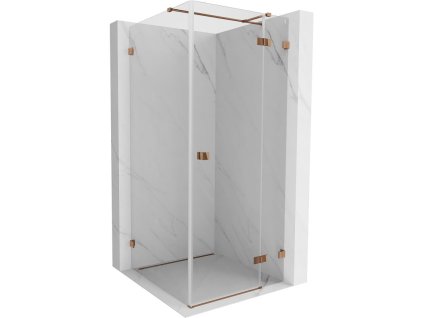 Mexen Lunar T výklopný sprchový kút pravý 110 x 110 cm, transparentný, ružové zlato - 834T-110-110-60-00-P
