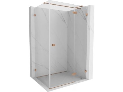 Mexen Lunar T pravý výklopný sprchový kút 130 x 70 cm, transparentný, brúsená meď - 834T-130-070-65-00-P