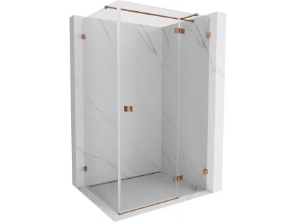 Mexen Lunar T pravý výklopný sprchový kút 140 x 110 cm, transparentný, ružové zlato - 834T-140-110-60-00-P