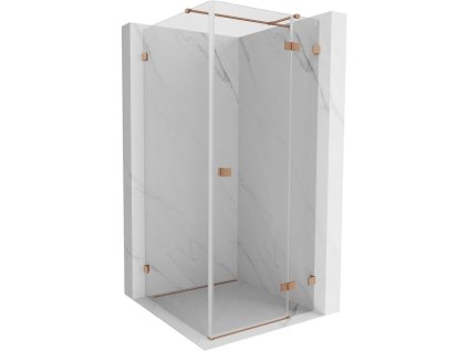 Mexen Lunar T sklopný sprchový kút pravý 110 x 110 cm, transparentný, brúsená meď - 834T-110-110-65-00-P