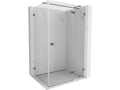 Mexen Lunar T výklopný sprchový kút pravý 120 x 110 cm, priehľadný, pištoľovo šedý kartáčovaný - 834T-120-110-66-00-P