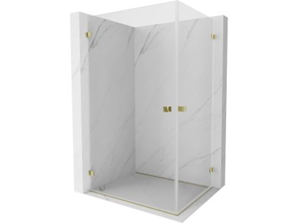 Mexen Lunar-B Duo výklopný sprchový kút 75 x 70 cm, transparentný, zlatý - 832-075L-070P-50-00