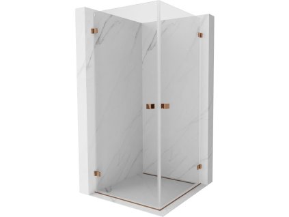 Mexen Lunar-B Duo výklopný sprchový kút 75 x 75 cm, transparentný, ružové zlato - 832-075L-075P-60-00
